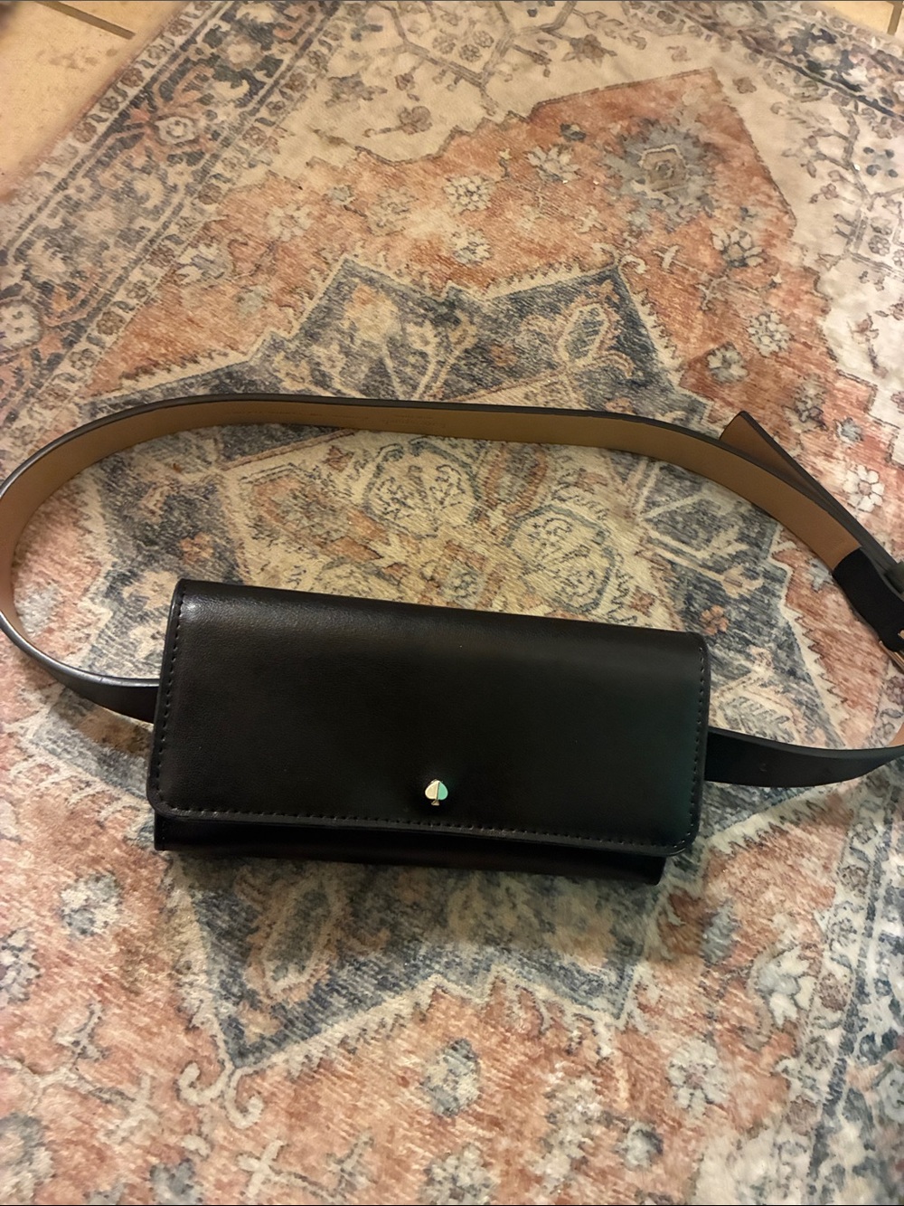 kate spade Black Leather Mini Belt‎ Bag with Gold Accent